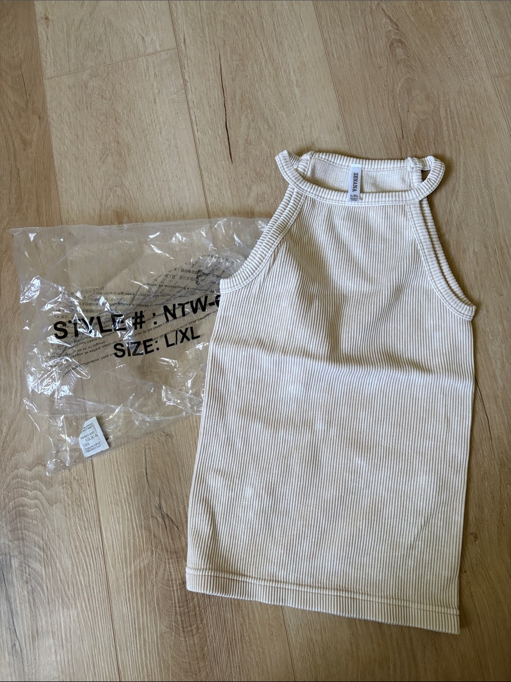 Zenana Outfitters oatmeal colored Ribbed Halter Tank Top nwt l/xl